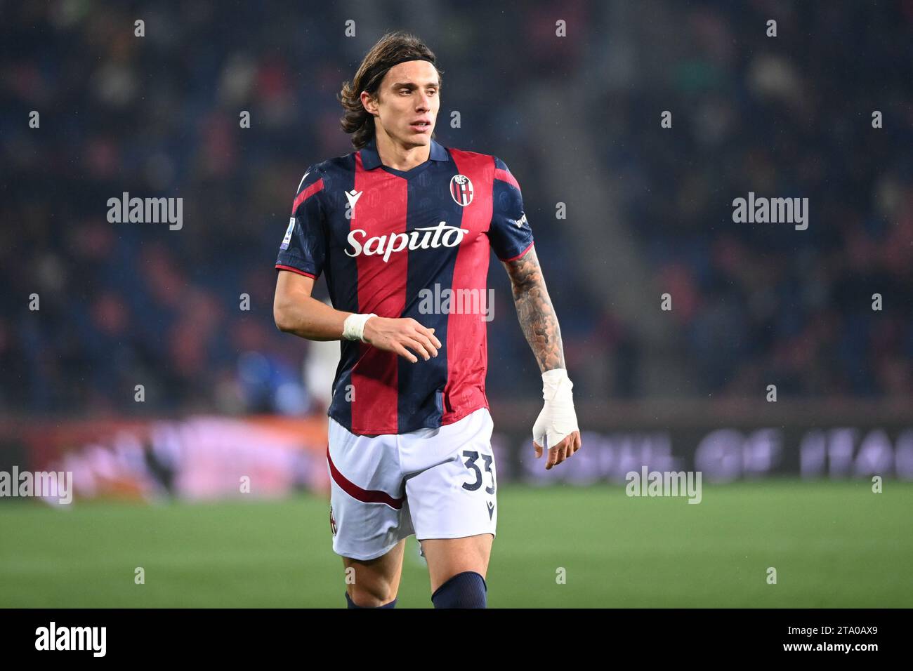 Bologna, Italy. 27th Nov, 2023. Riccardo Calafiori (Bologna Fc) during