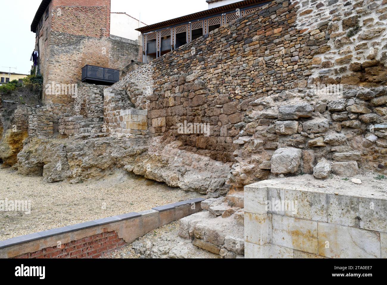Ágreda, arab wall (10th century) and Centro de Interpretación; . Soria, Castilla y León, Spain. Stock Photo