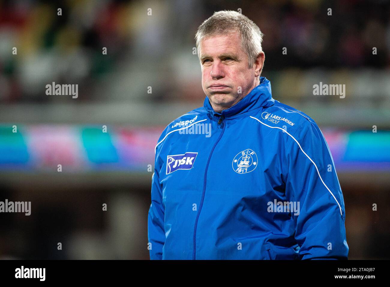 Silkeborg, Denmark. 27th Nov, 2023. Head coach Kent Nielsen of Silkeborg IF seen during the 3F Superliga match between Silkeborg IF and FC Midtjylland at Jysk Park in Silkeborg. (Photo Credit: Gonzales Photo/Alamy Live News Stock Photo