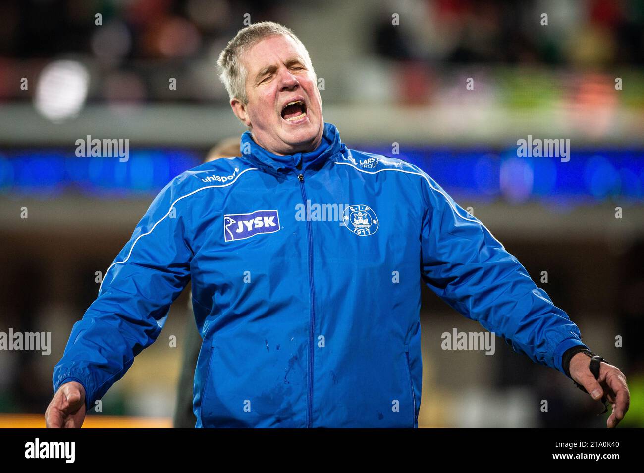 Silkeborg, Denmark. 27th Nov, 2023. Head coach Kent Nielsen of Silkeborg IF seen during the 3F Superliga match between Silkeborg IF and FC Midtjylland at Jysk Park in Silkeborg. (Photo Credit: Gonzales Photo/Alamy Live News Stock Photo
