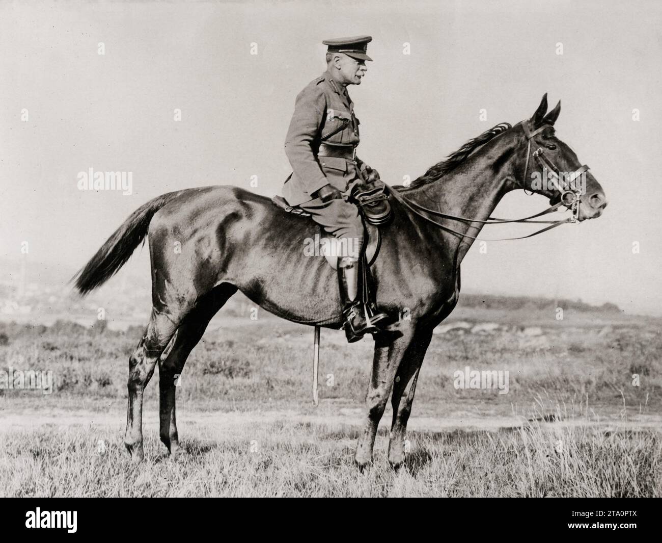 WW1 World War I - Commander-in-Chief on horseback, Battle of Menin Road Stock Photo