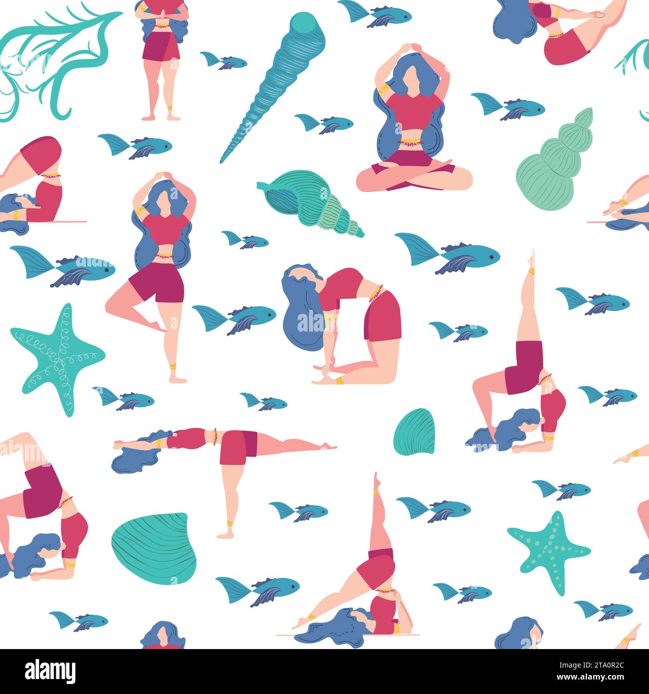 Seamless Pattern Plus Size Curvy Girls Doing Yoga Class. Online Home  Workout Concept Stock Illustration - Illustration of character, pattern:  298764173