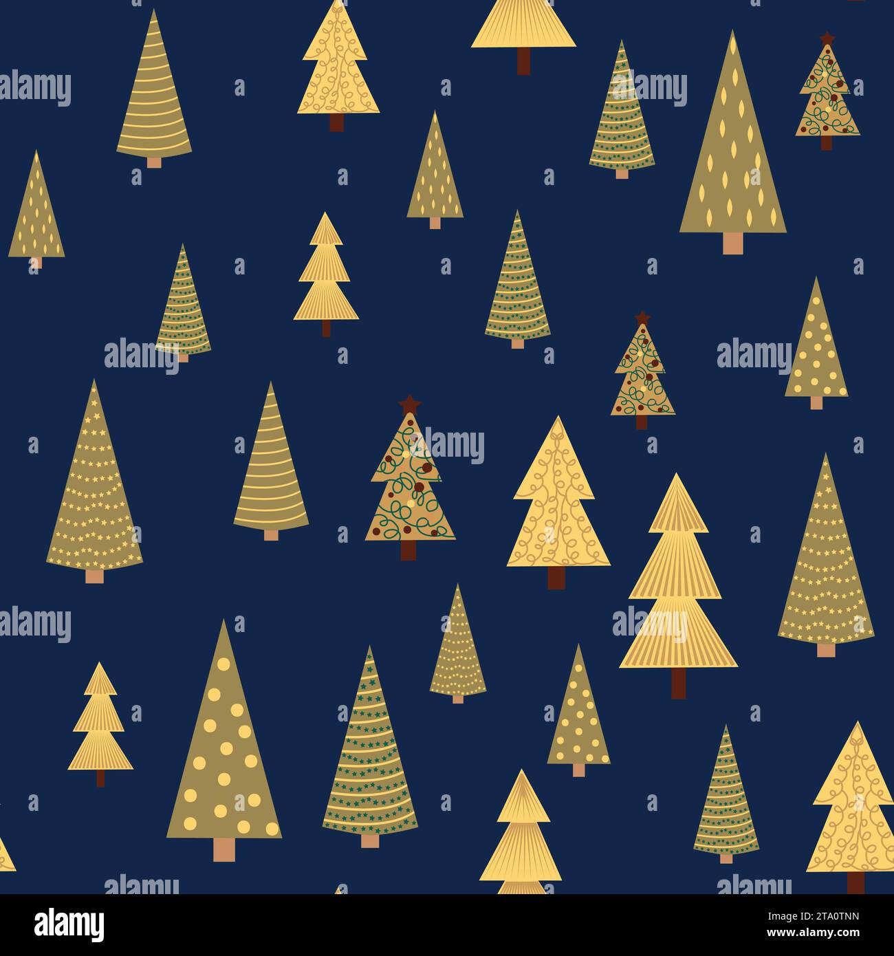 Christmas tree dense seamless pattern. golden christmas background ...