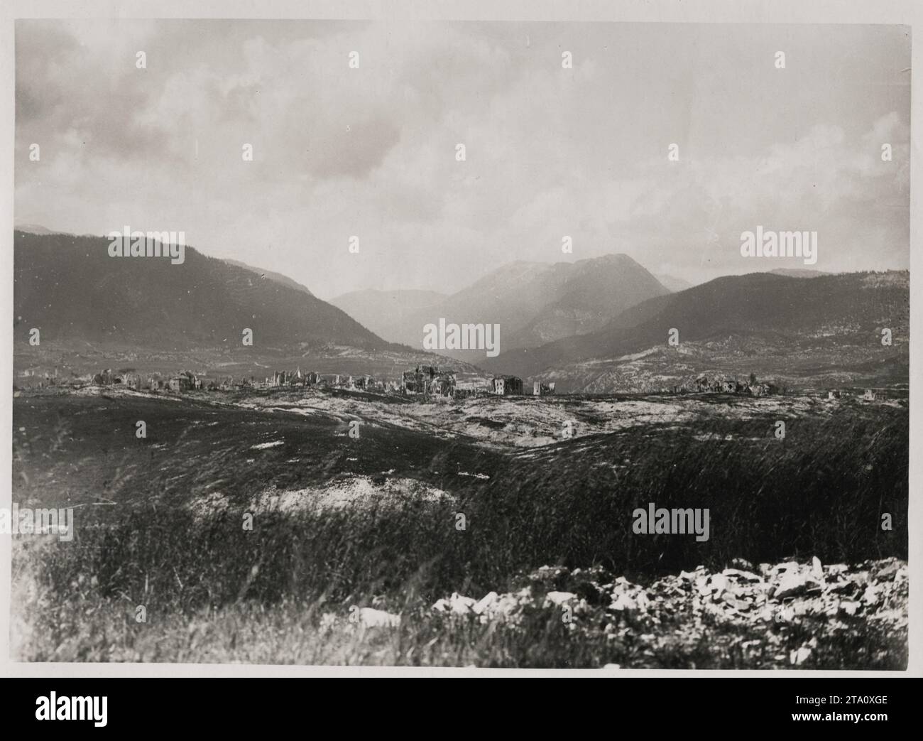 WW1 World War I - Taken from No Man's Land, a village, Italy Stock Photo