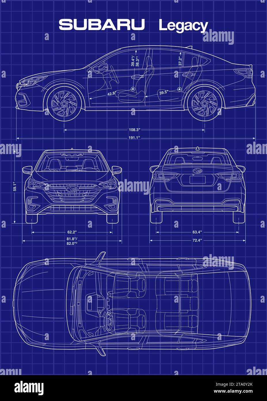 Subaru Legacy 2024 Car Blueprint Stock Photo Alamy