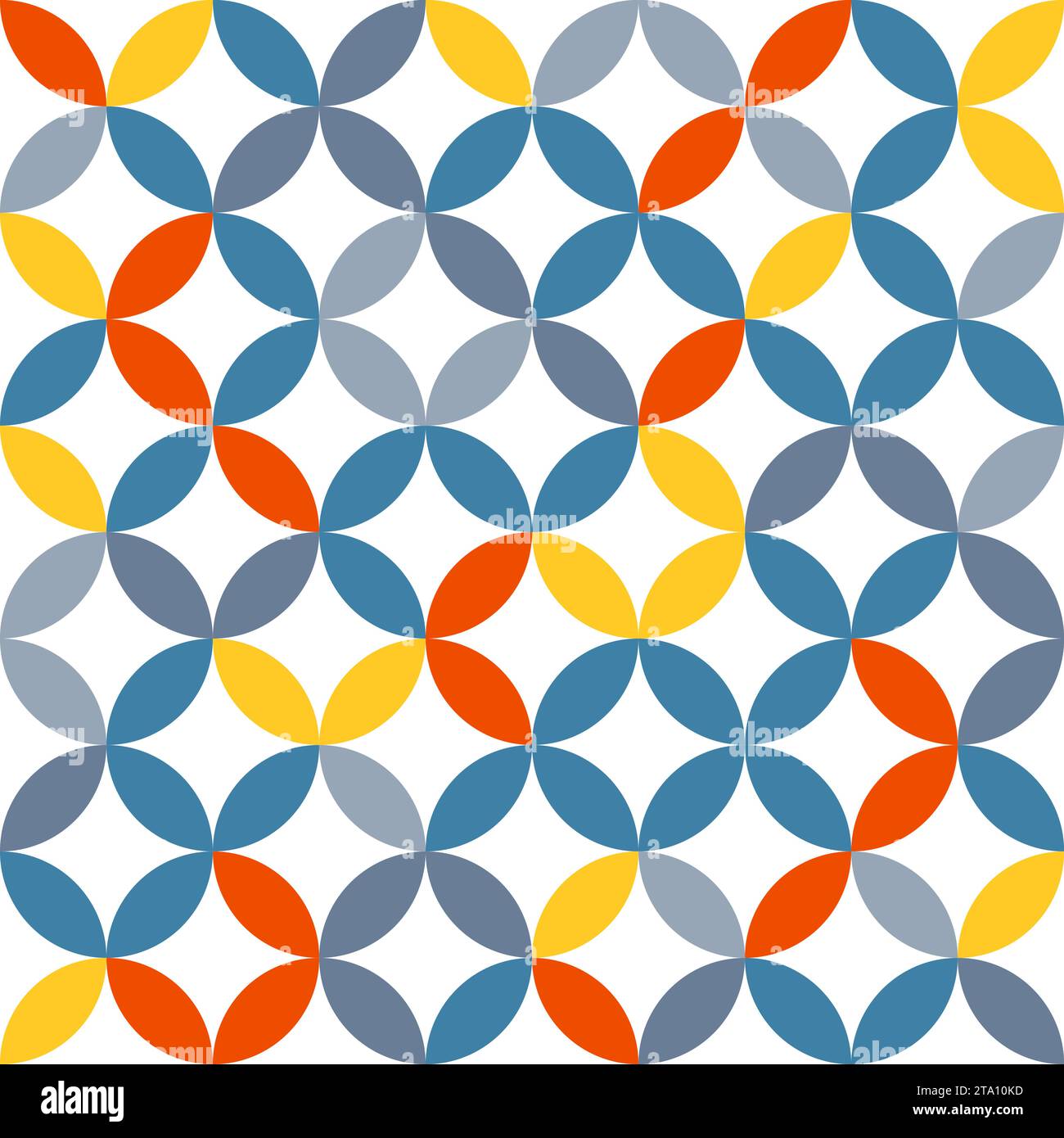 Colorful geometric pattern. Interconnecting circles and ovals abstract retro fashion texture. Seamless pattern. Stock Vector