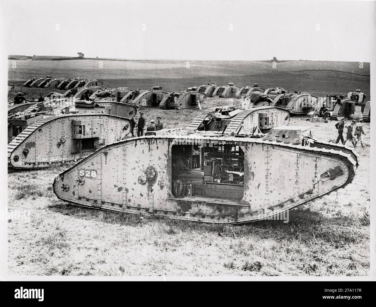 WW1 World War I - Several tanks in a tankdrome Stock Photo