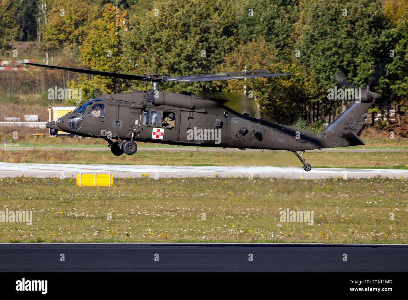 US Army Sikorsky HH-60M Blackhawk medevac helicopter in flight. The Netherlands - October 27, 2017 Stock Photo