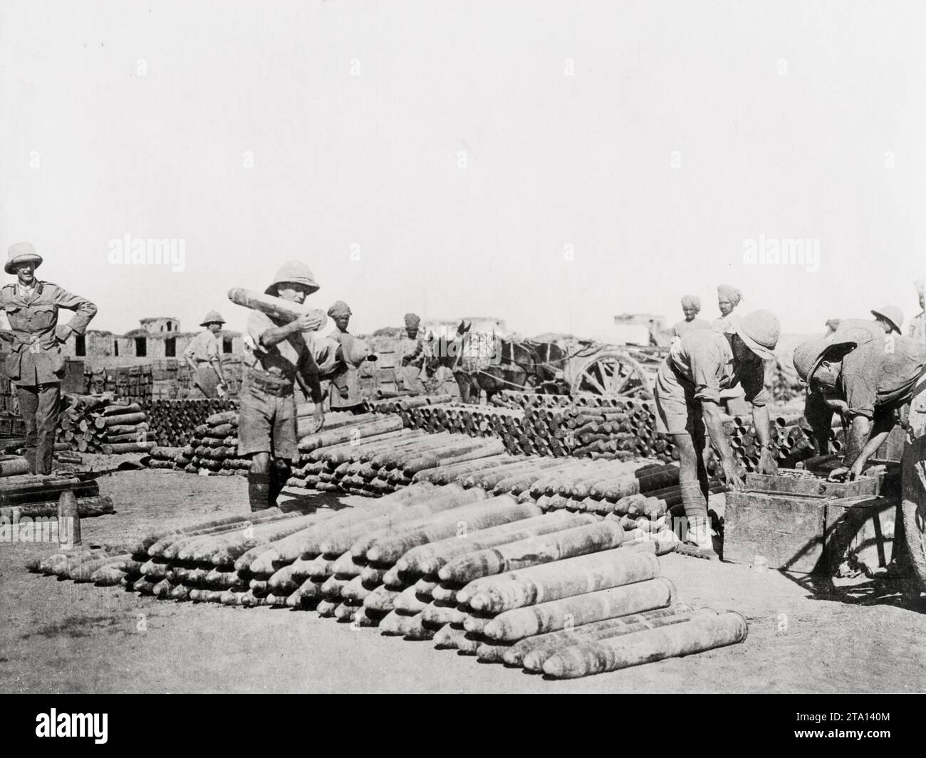 WW1 World War I - Shells at a dump in Ramadie, Mesopotamia, Iraq Stock Photo