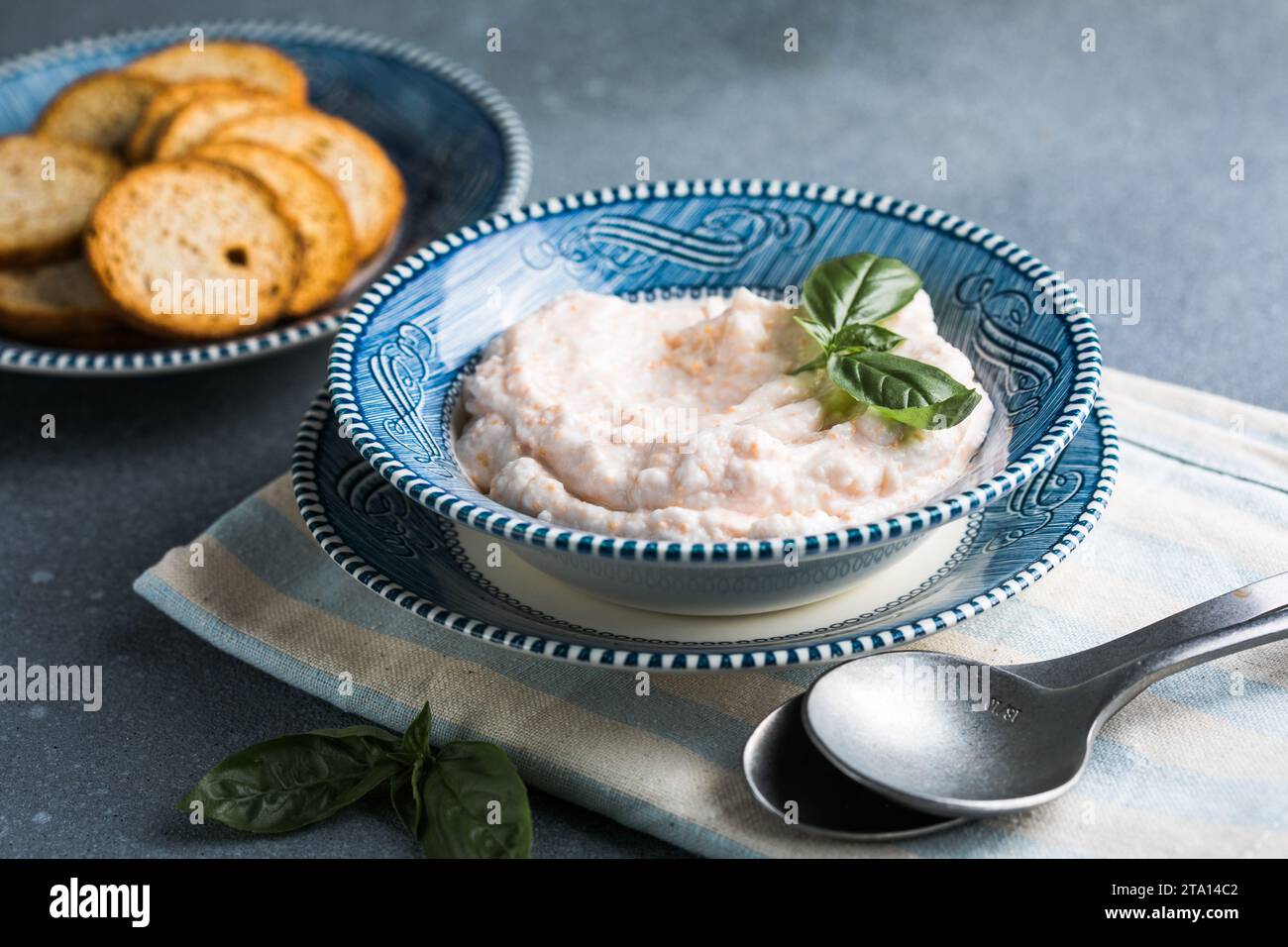 Taramosalata Greek spread Paste (pate) made of ground fish, shrimps, and caviar, served with
