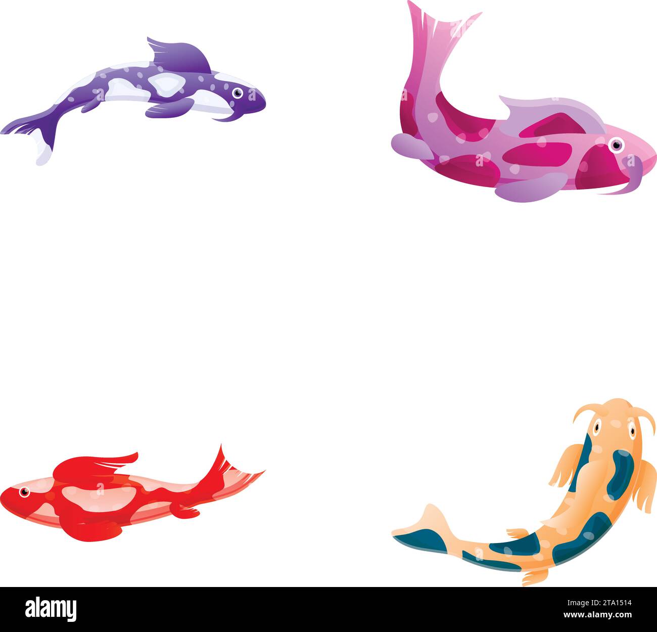 Koi fish icons set cartoon vector. Colorful japanese carp. Decorative ...