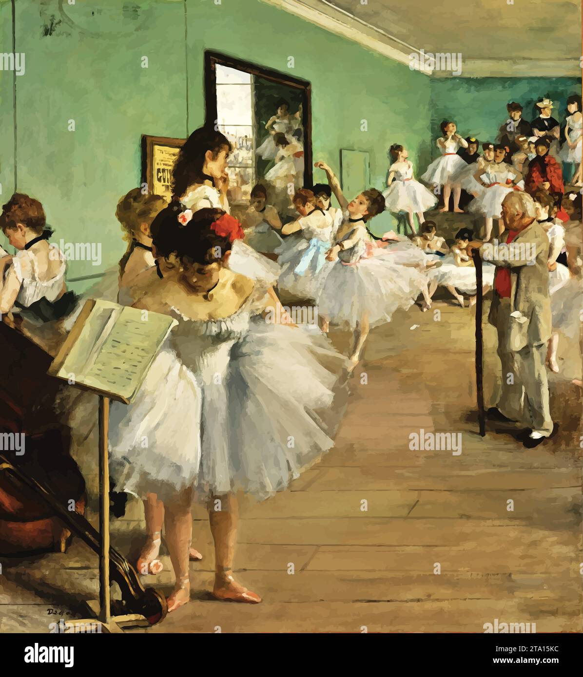 The Dancing Class, c.1873-76 (oil on canvas) by Artist Degas, Edgar (1834-1917) / French Stock Vector