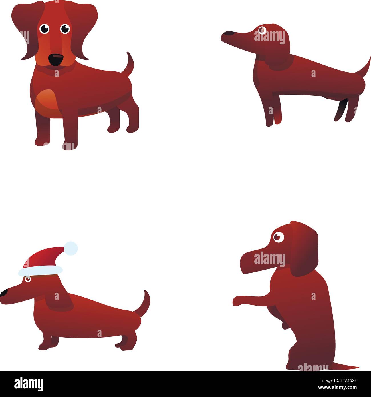 Dachshund icons set cartoon vector. Dachshund dog in action. Cartoon ...