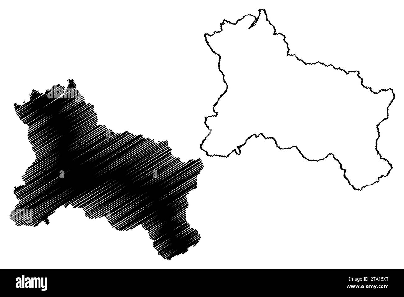 Hallein district (Republic of Austria or Österreich, Salzburg state) map vector illustration, scribble sketch Bezirk Hallein or Tennengau map Stock Vector