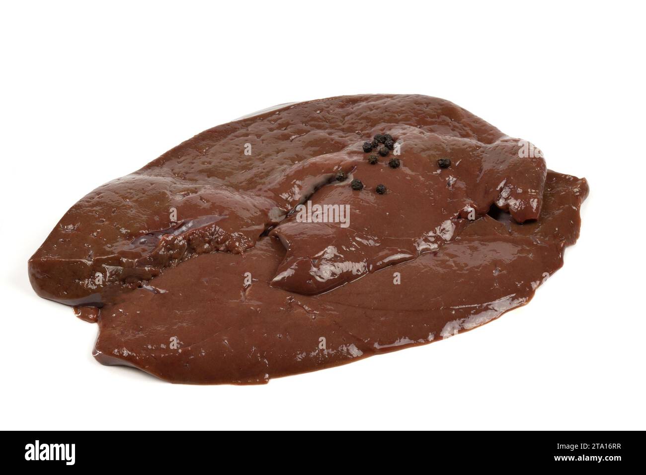 beef liver, close-up, isolated on a white background Stock Photo