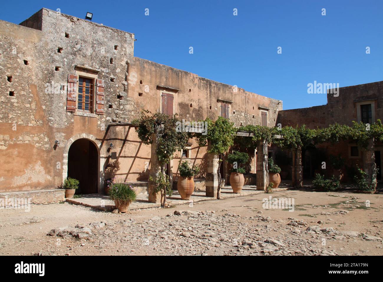 commons in an orthodox monastery (arkadi) in crete in greece Stock Photo