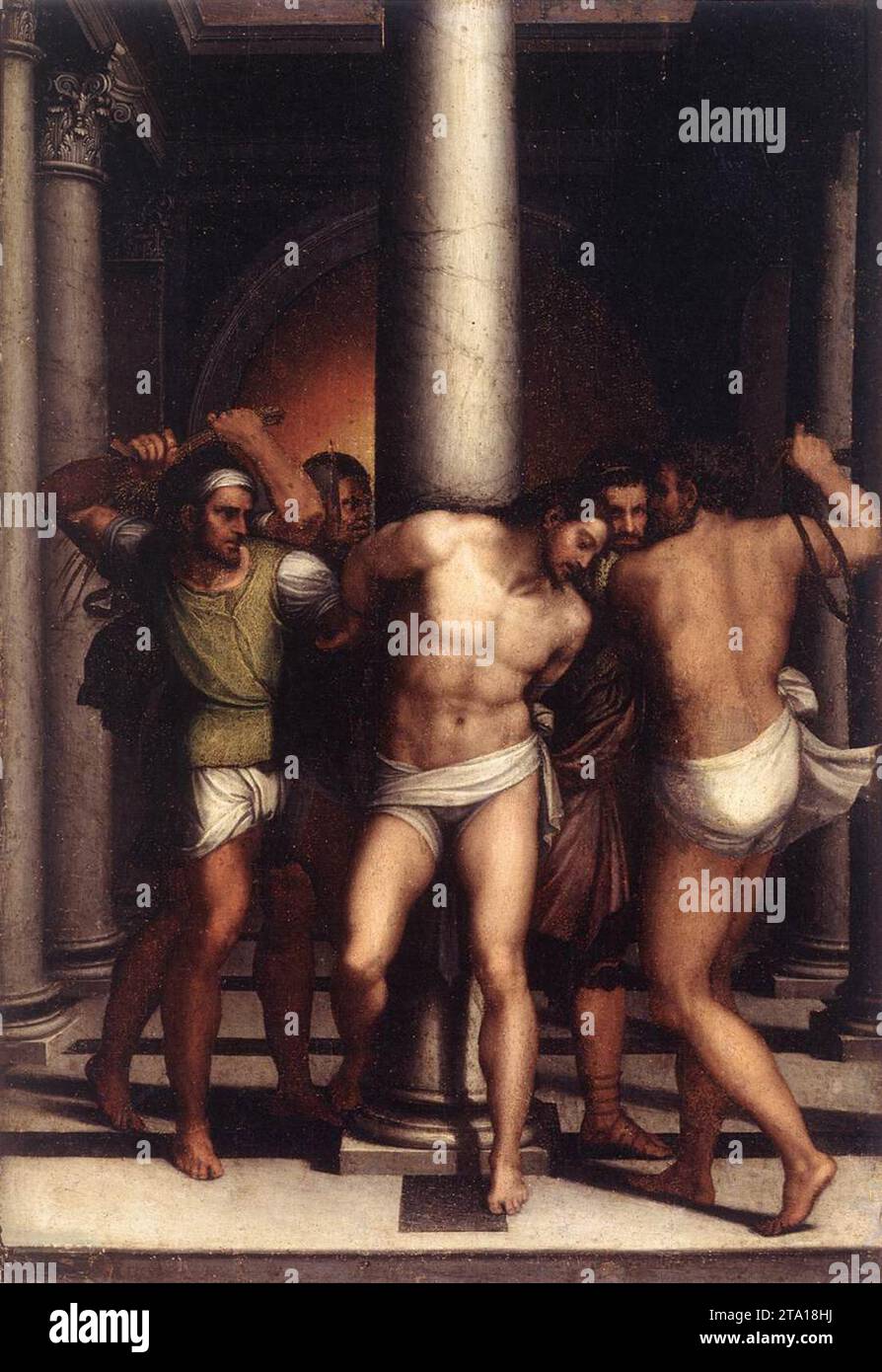 The Flagellation of Christ 1560s by Marcello Venusti Stock Photo