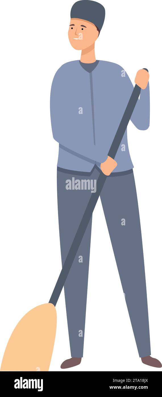 Street person cleaner icon cartoon vector. Teenager first job. Service