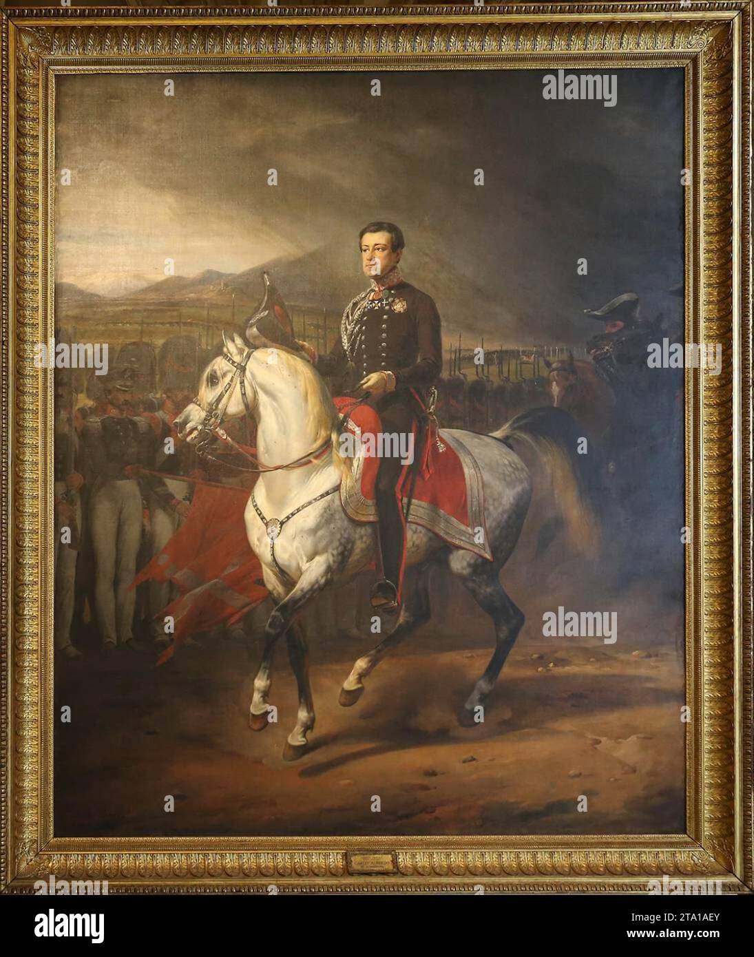 Equestrian portrait of Charles Albert, King of Sardinia - by Horace Vernet Stock Photo