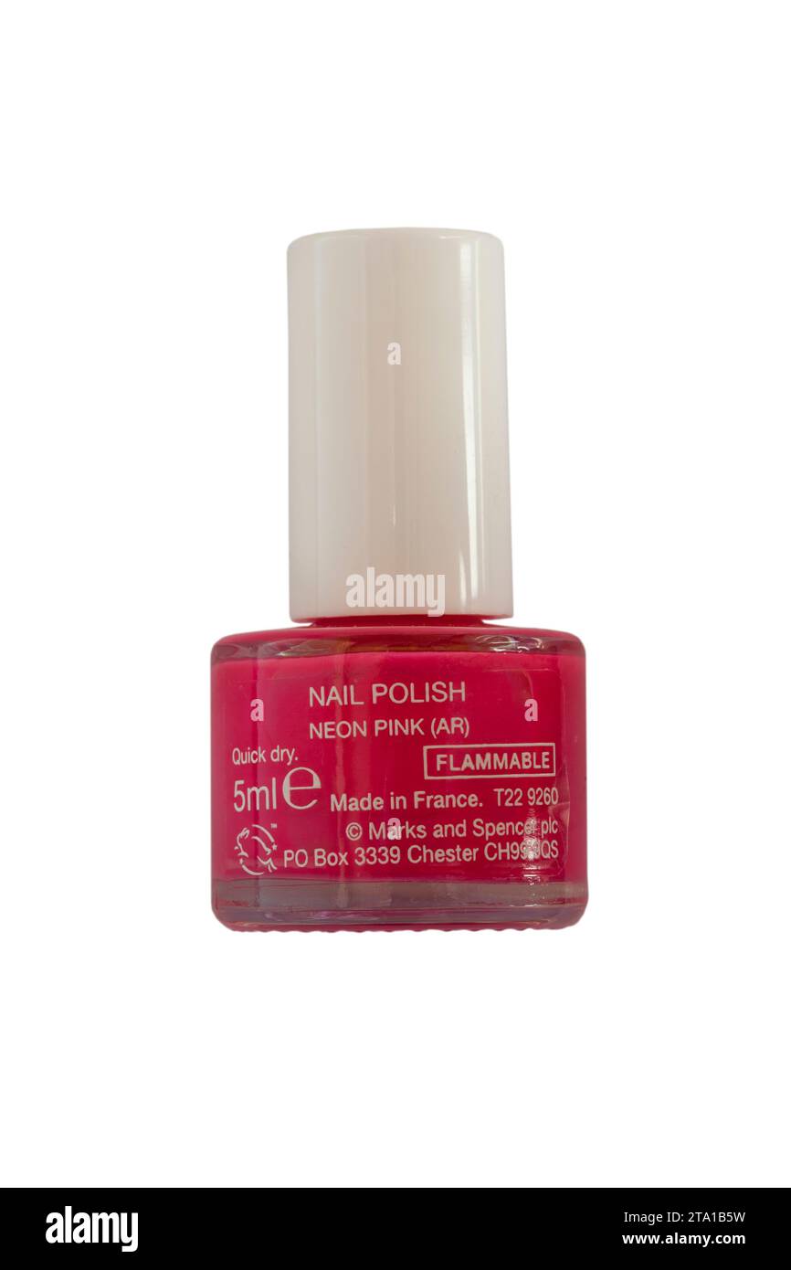 bottle of Neon Pink Nail Polish, nail varnish, from Marks and Spencer