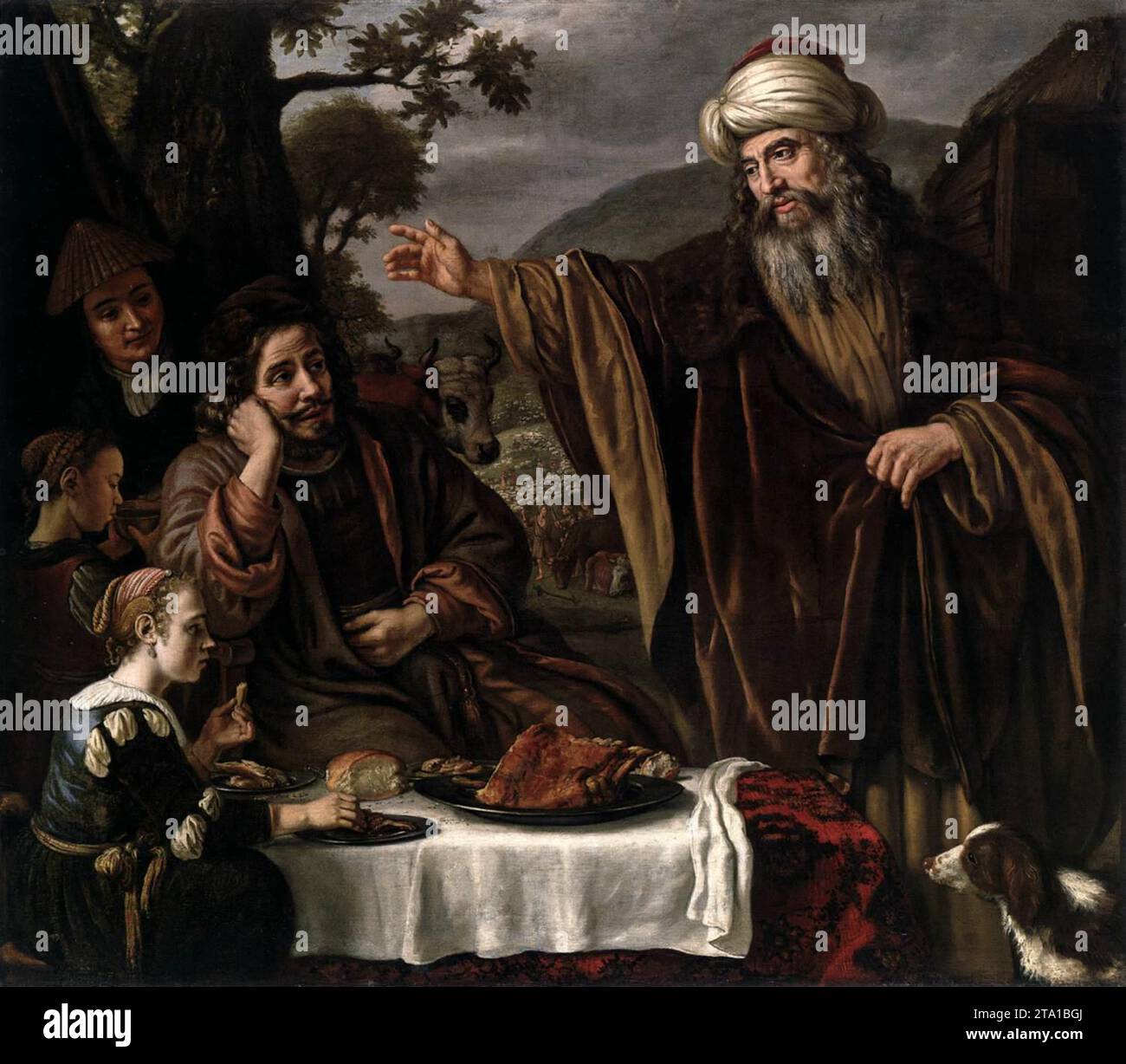 Abraham's Parting from the Family of Lot 1655-65 by Jan Victors Stock Photo