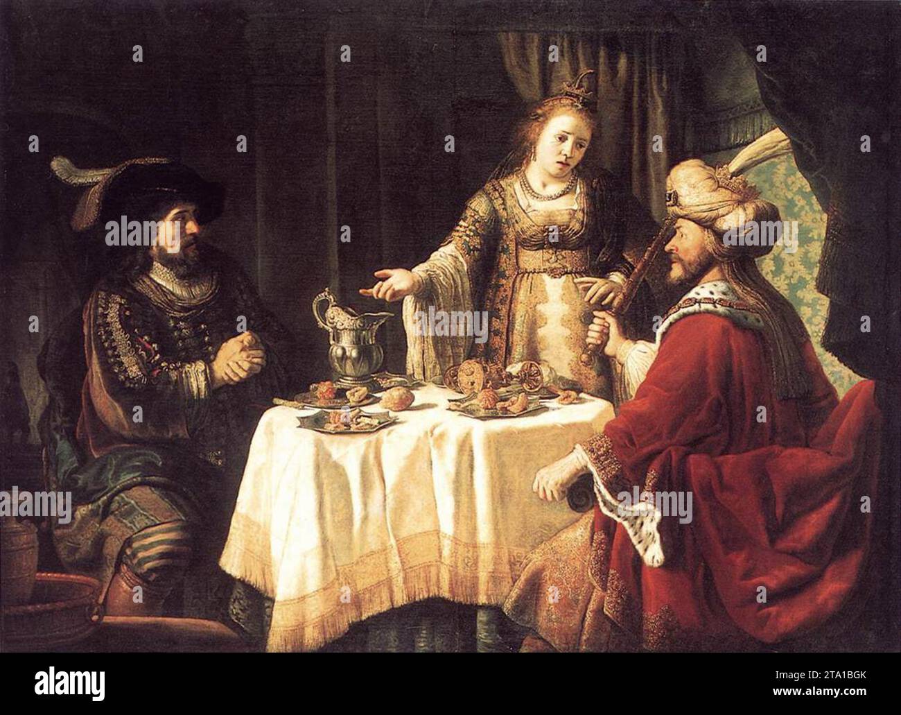The Banquet of Esther and Ahasuerus 1640s by Jan Victors Stock Photo