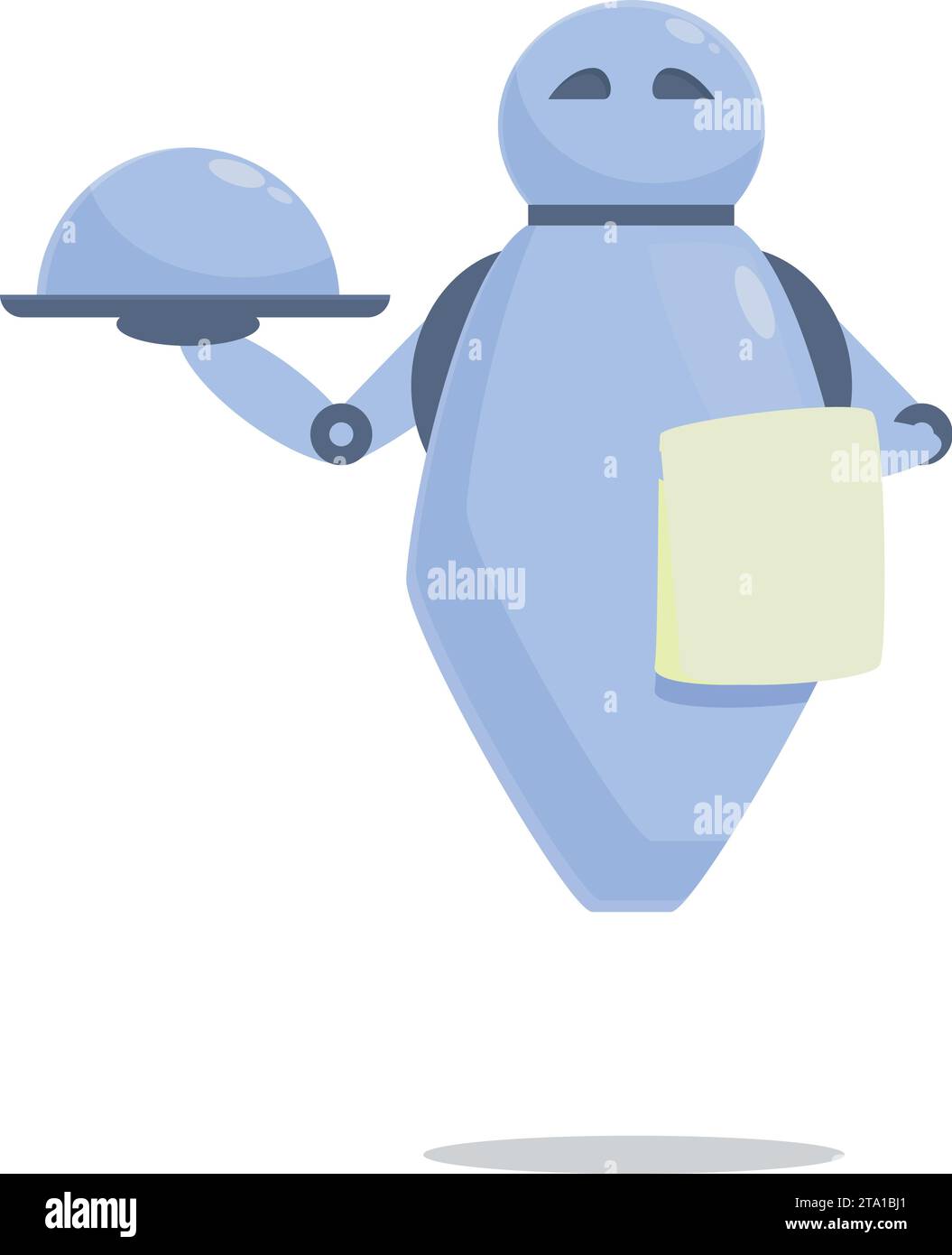 Modern fly robot waiter icon cartoon vector. Hotel serving. Android ...