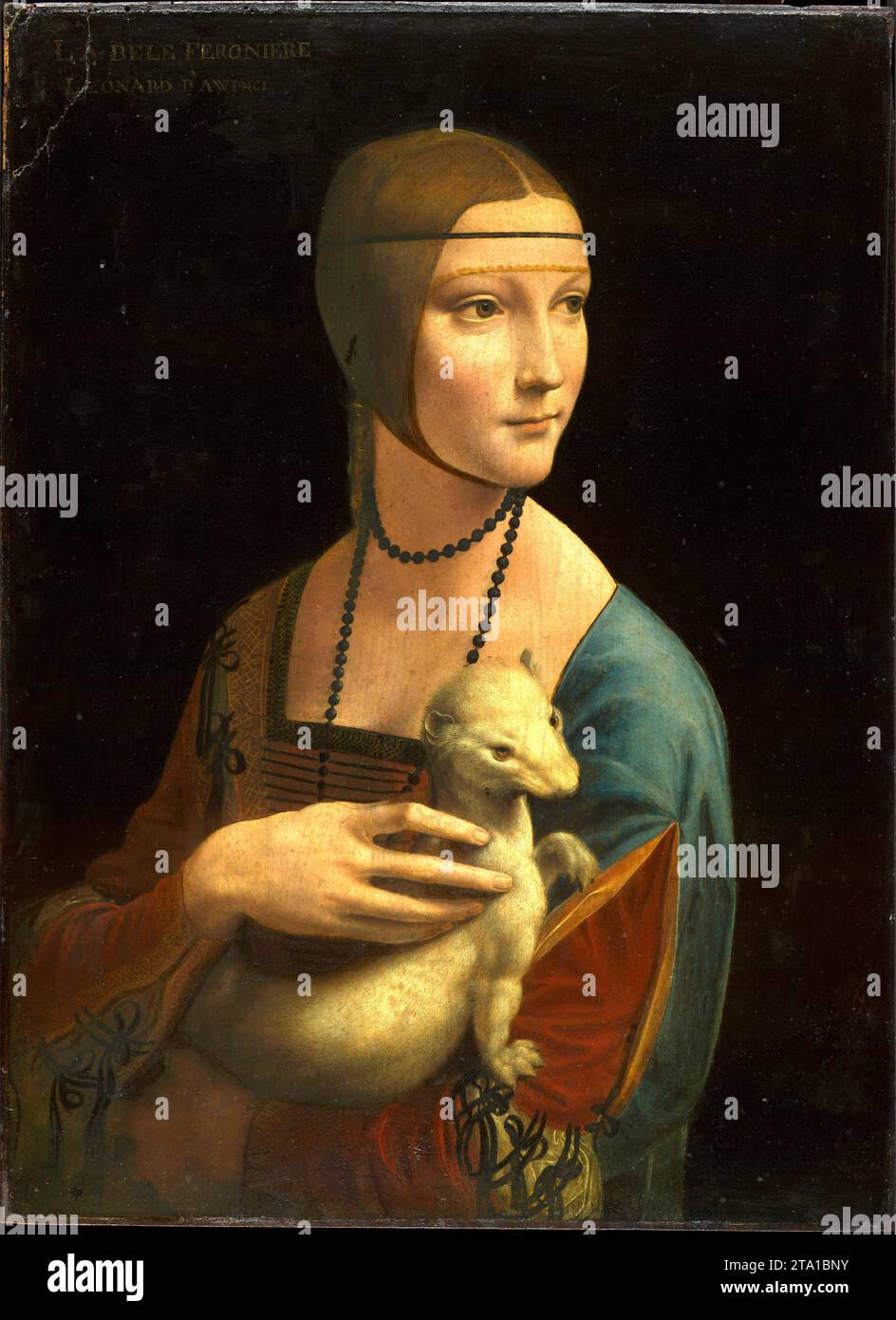 Oil on Wood 54.8 x 40.3 cm Lady with an Ermine – Portrait of Cecilia Gallerani (ca.1473–1536) (1490) Leonardo da Vinci (Italian, 1452-1519) Stock Photo