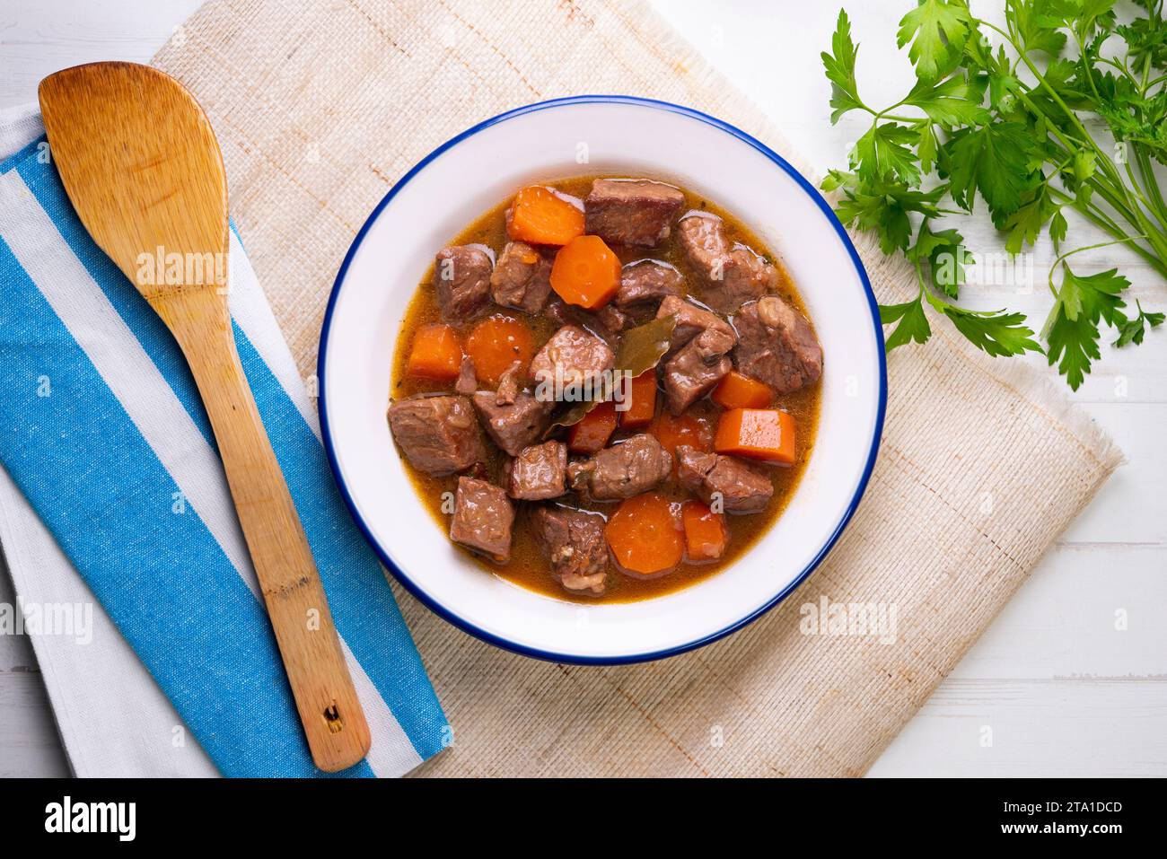 Beef stew with carrots. Traditional tapa from the central area of Spain