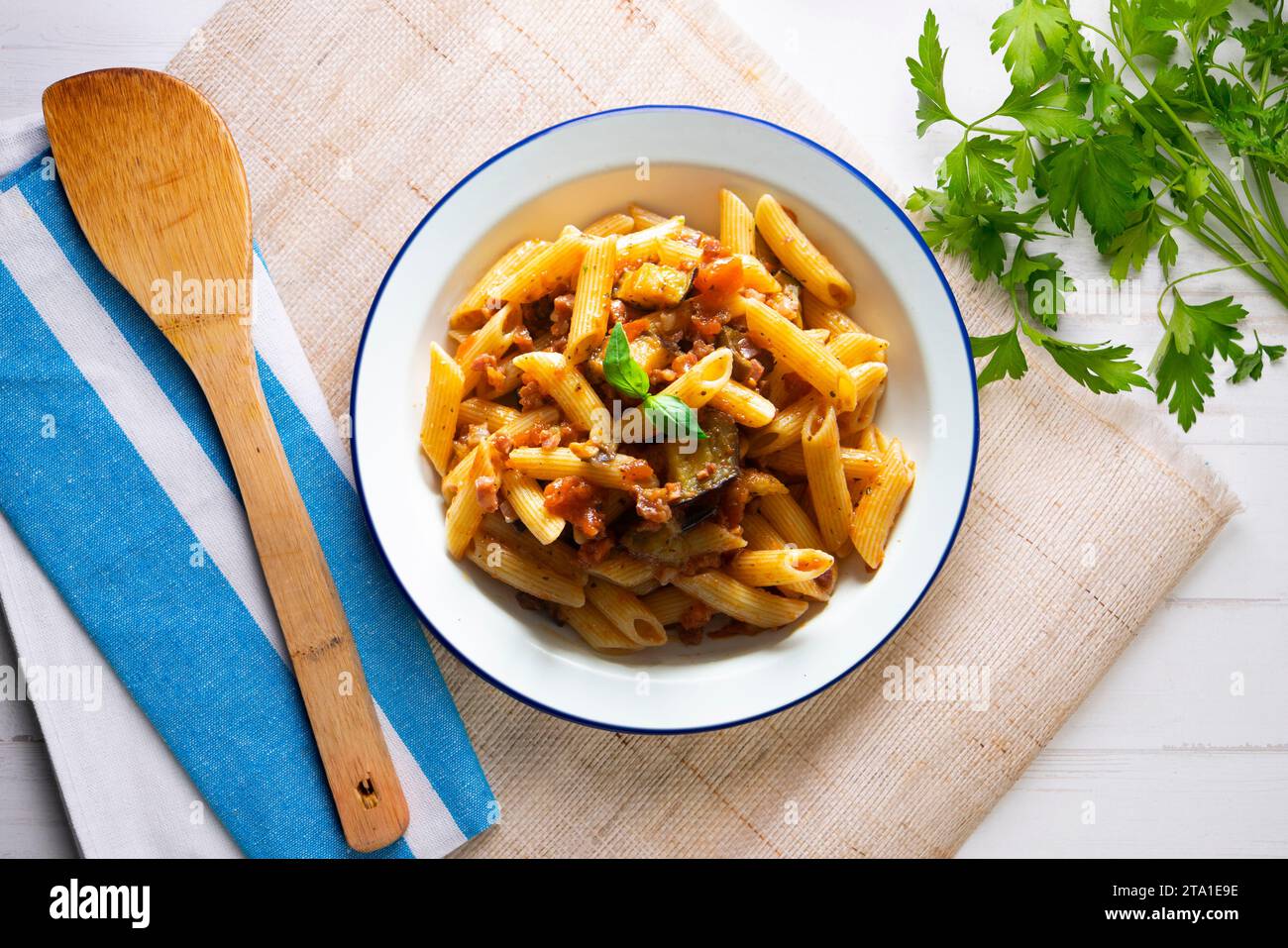 Pasta alla norma traditional italian recipe Stock Photo Alamy