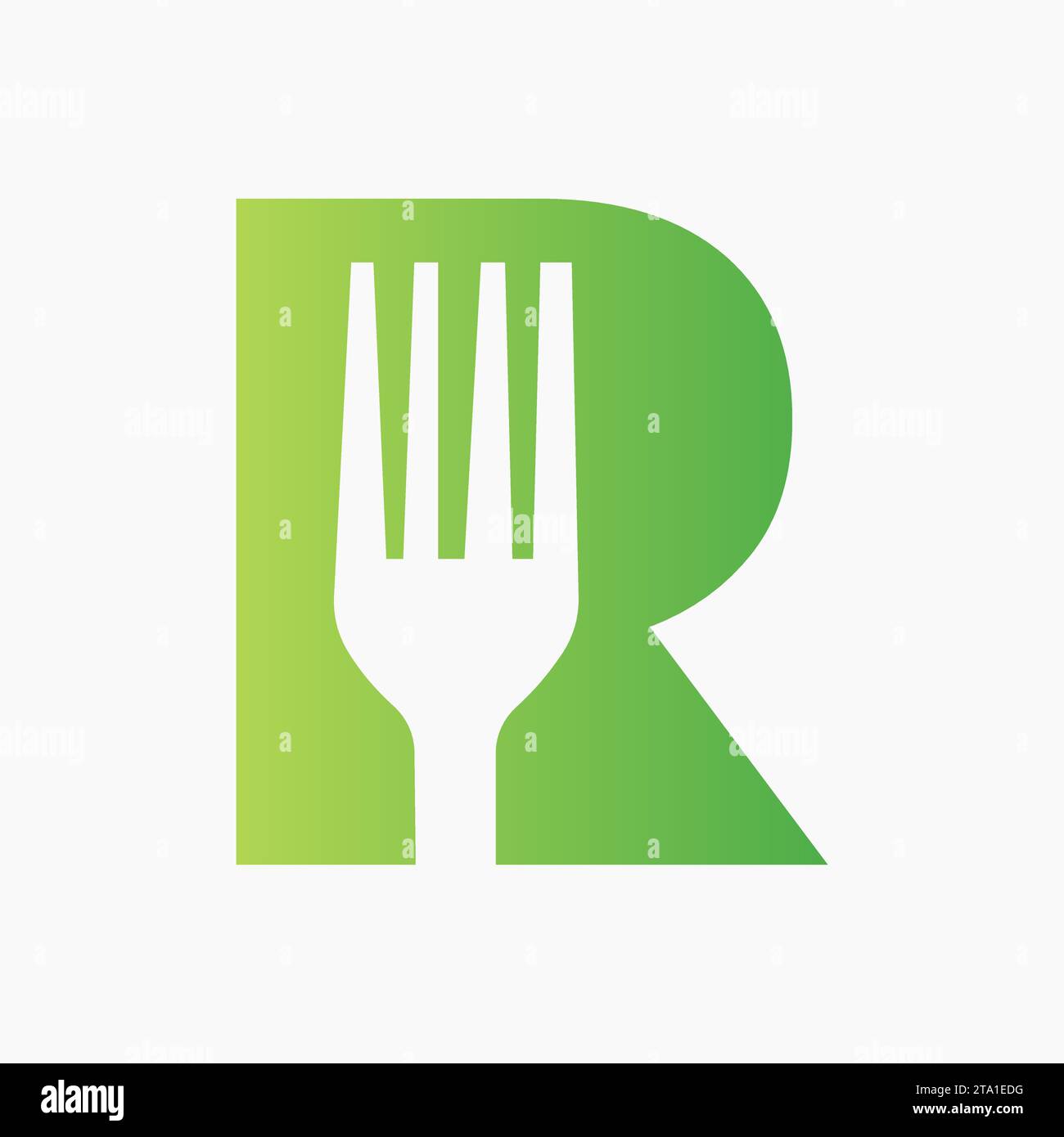 Fork Logo On Letter R With Kitchen and  Restaurant Symbol Stock Vector