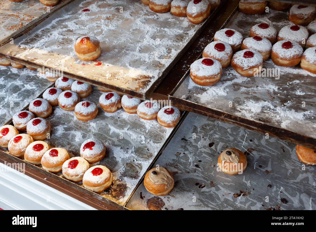 Decorative donuts on in a Jerusalem bakery during the celebration of