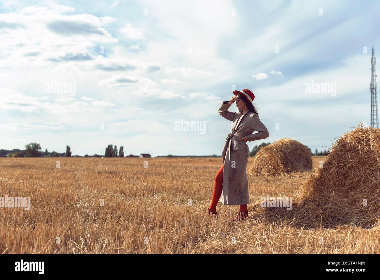 Photoshoot of a girl in a wheat field Stock Photo - Alamy