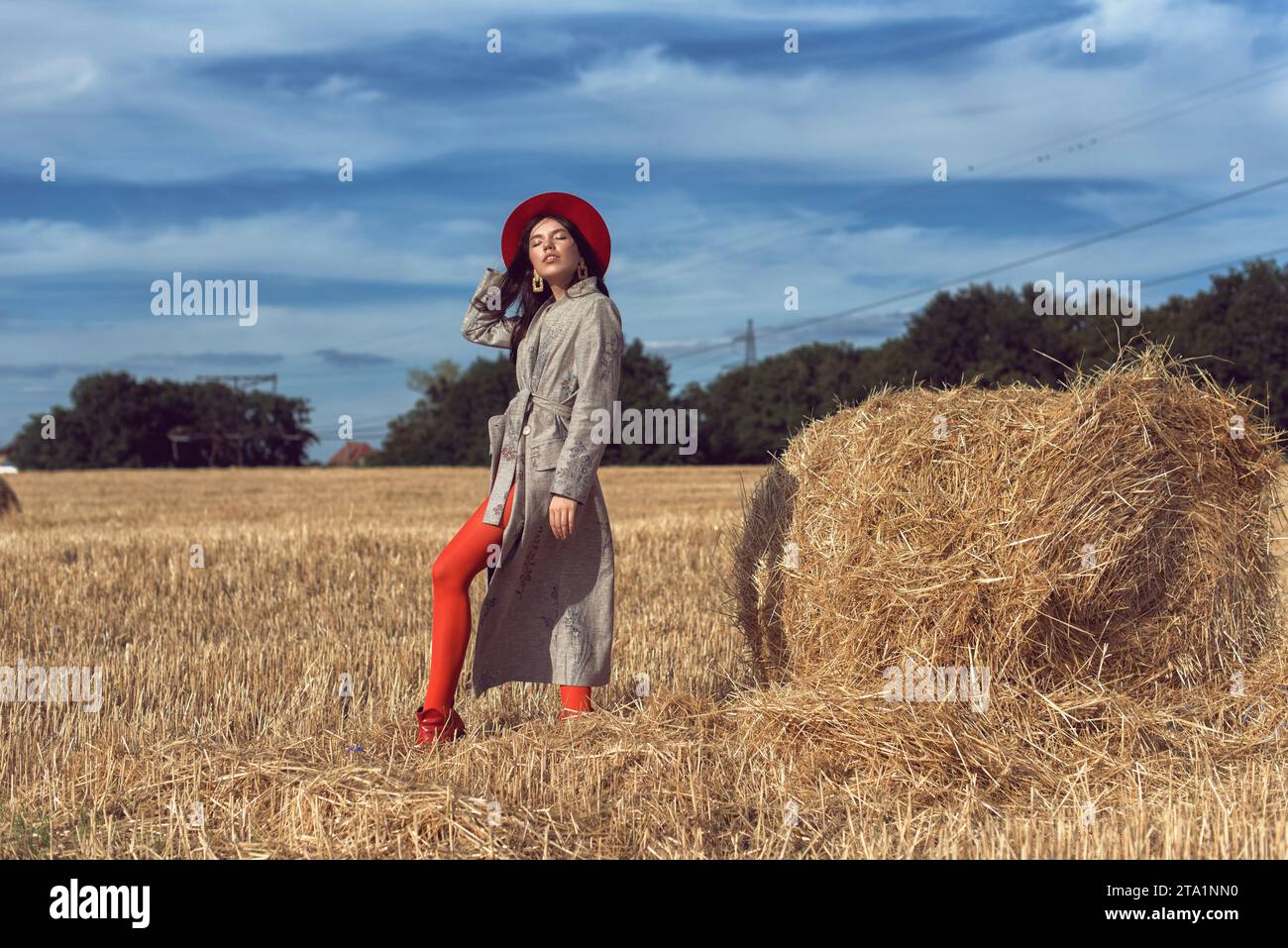 Photoshoot of a girl in a wheat field Stock Photo - Alamy