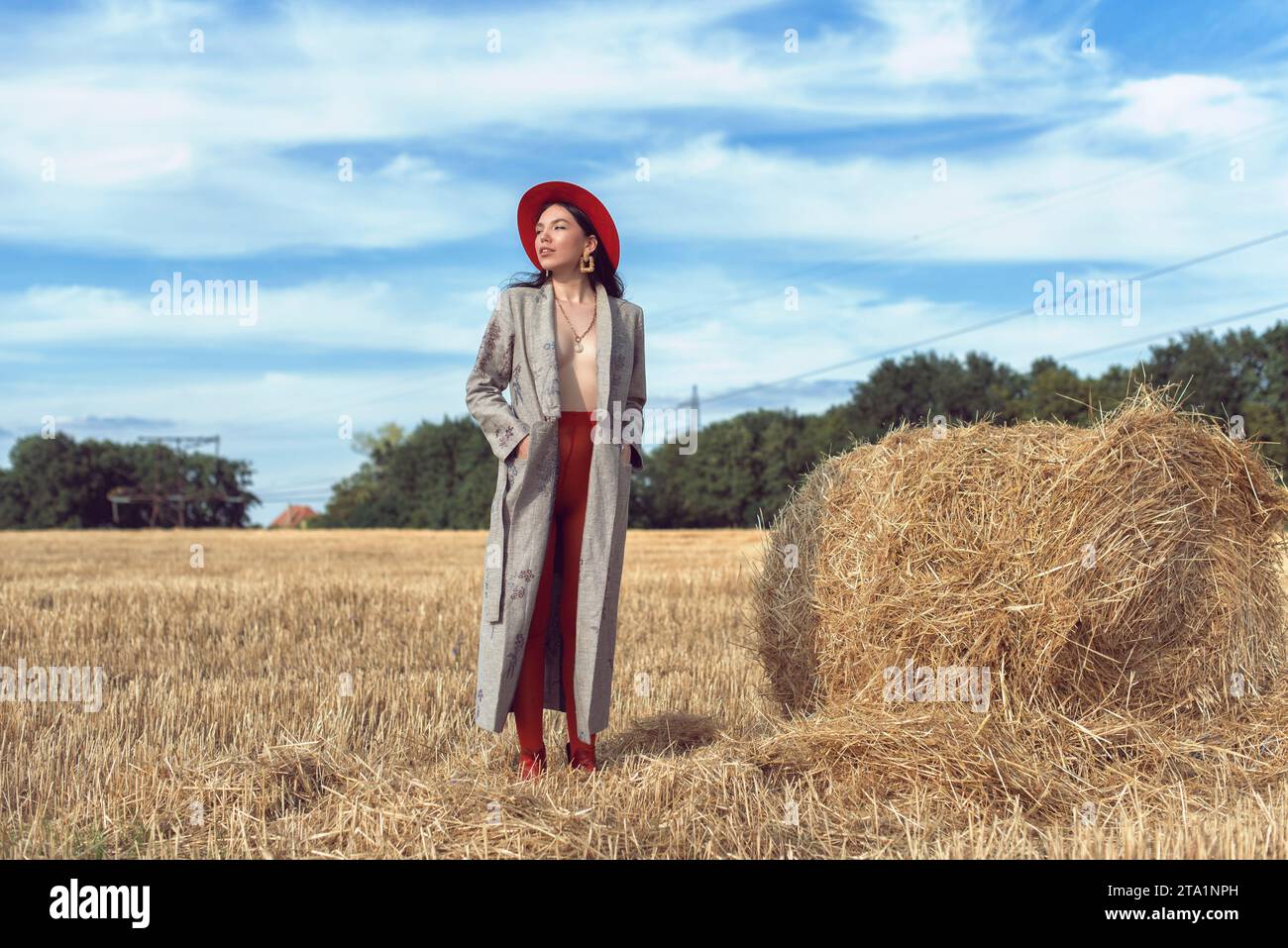Photoshoot of a girl in a wheat field Stock Photo - Alamy