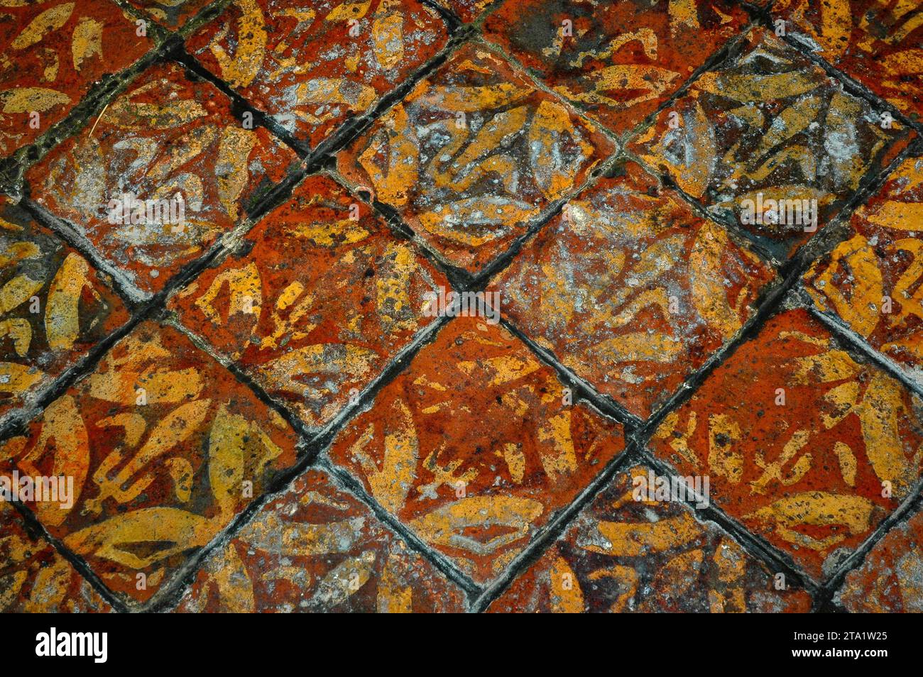 Encaustic tiles from the 1300s in the Parish Church of Holy Trinity in ...