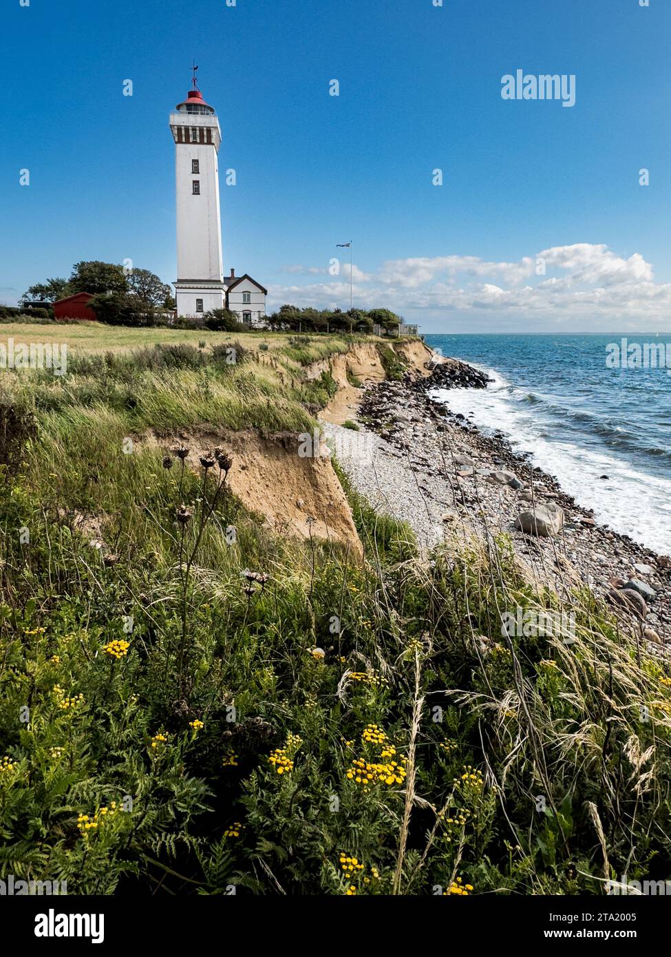Helnaes Fyr, lighthouse on the Helnaes peninsula on Funen, Denmark Stock Photo Alamy