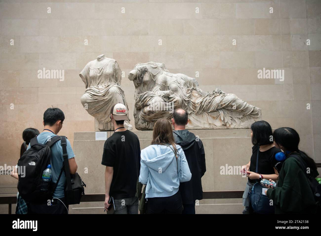 London, UK. August 2nd 2023 The Elgin Marbles, a collection of Greek sculptures from the Parthenon in Athens on display in the British Museum, London, Stock Photo