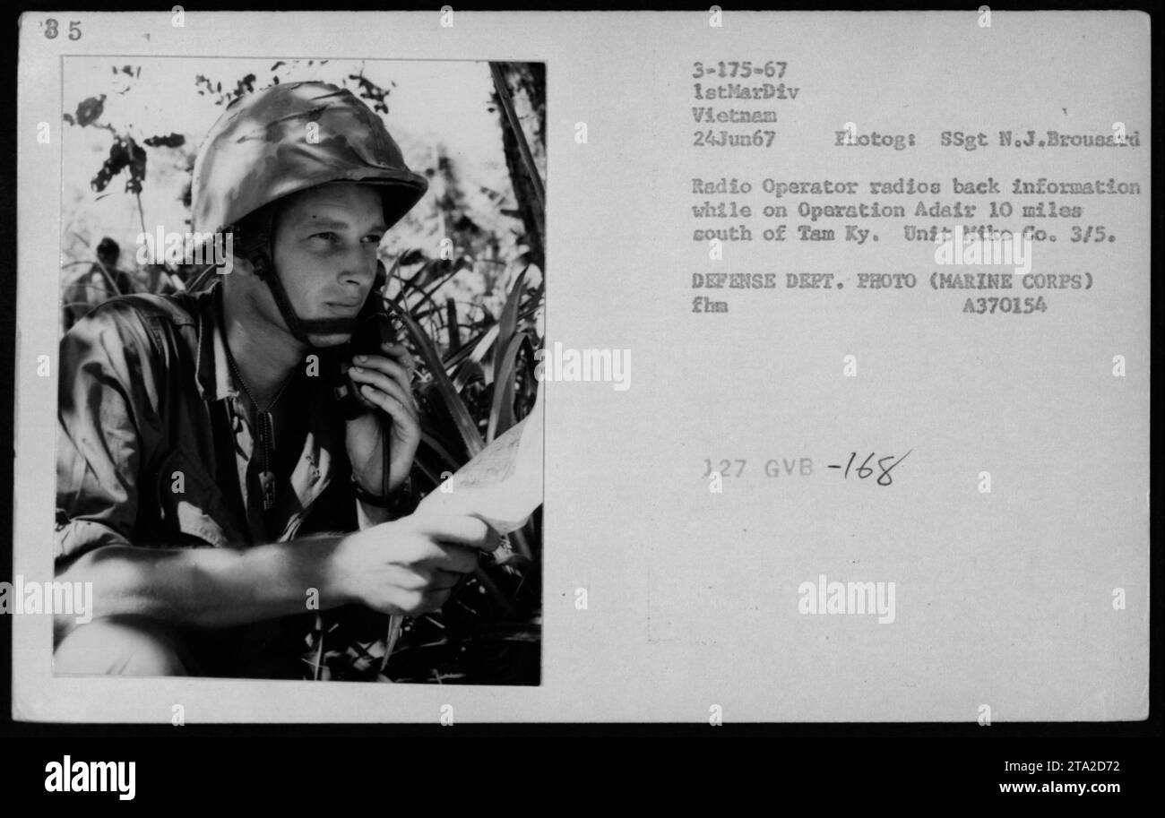 Marine radio operator of Mike Company, 3rd Battalion, 5th Marines ...
