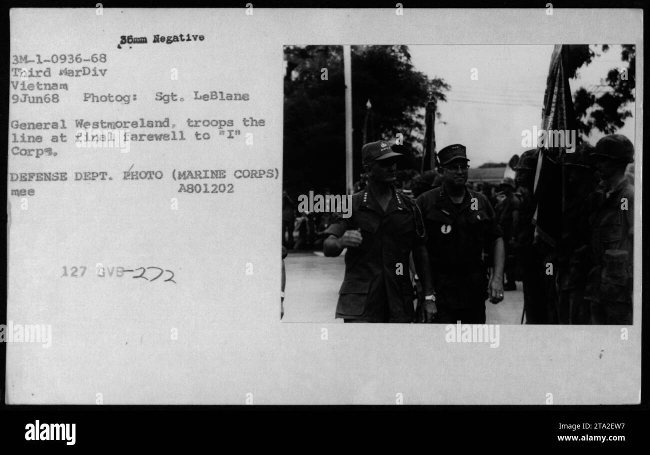 General Westmoreland and troops at a final farewell ceremony for "I