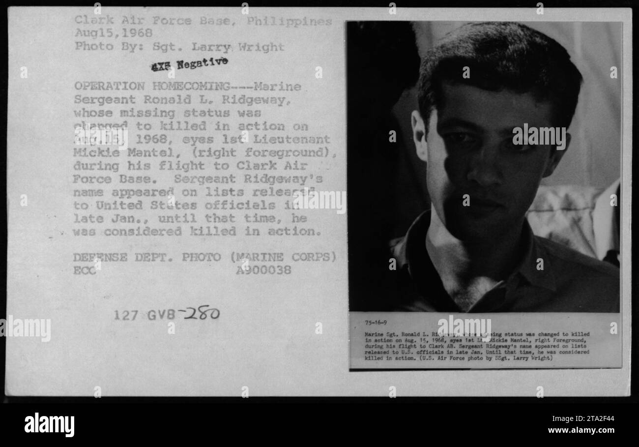 Marine Sgt. Ronald L. Ridgeway, previously missing and later declared ...