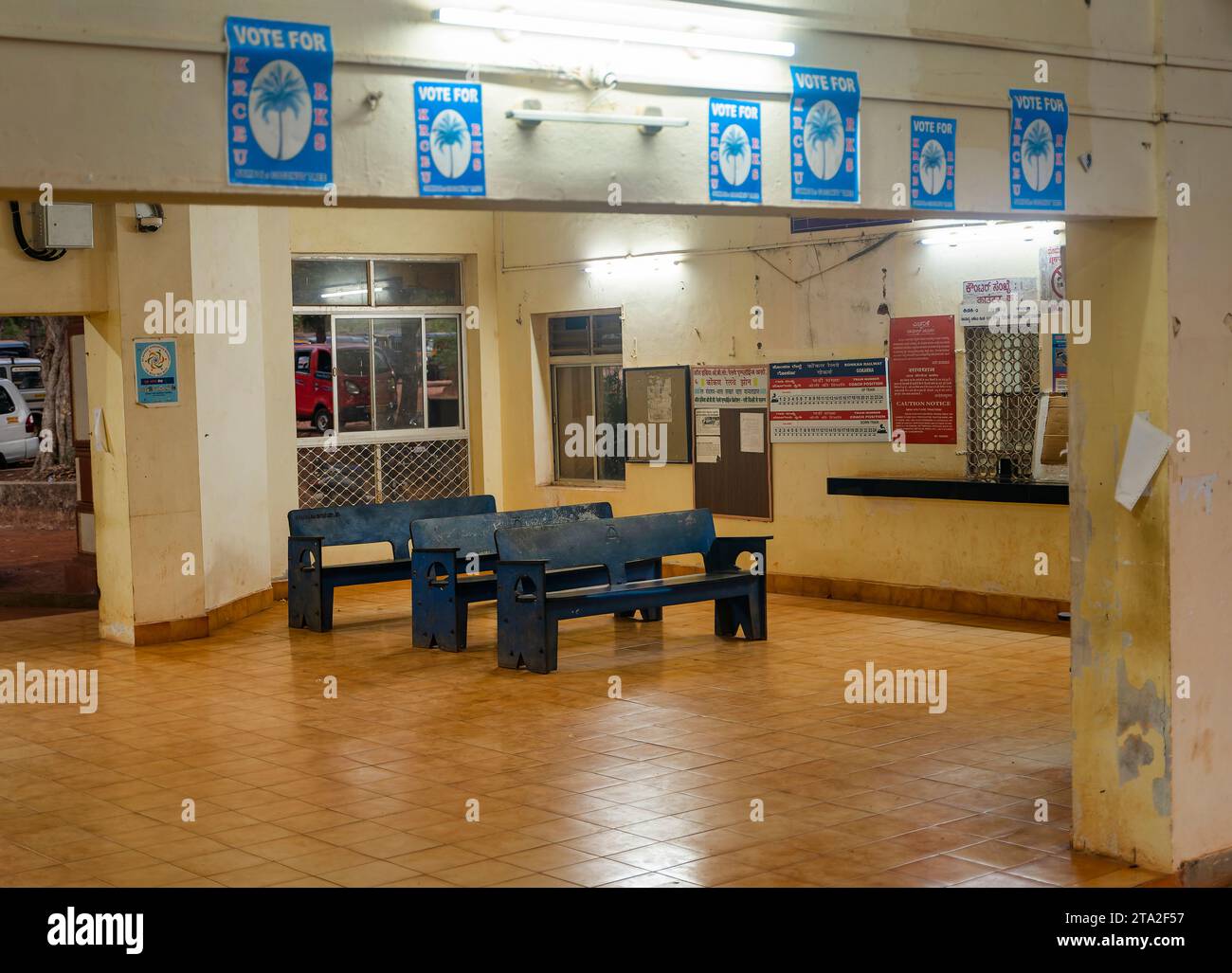 Gokarna, India February 21, 2023 Inside the railway station Stock