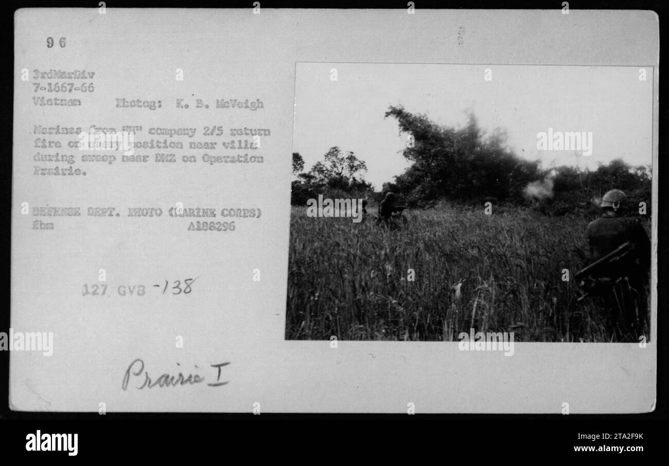Return Fire Position Marines of Company 2/5 return fire on enemy positions near a villa ...