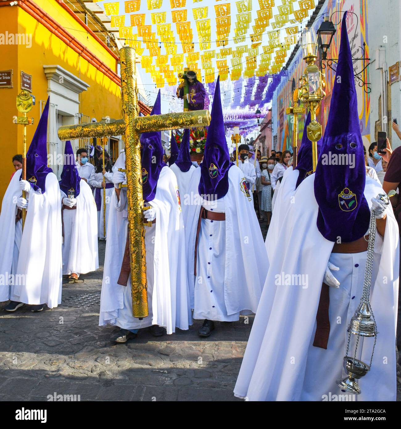 Good Friday, morning Silent procession, City of Oaxaca, Mexico Stock Photo
