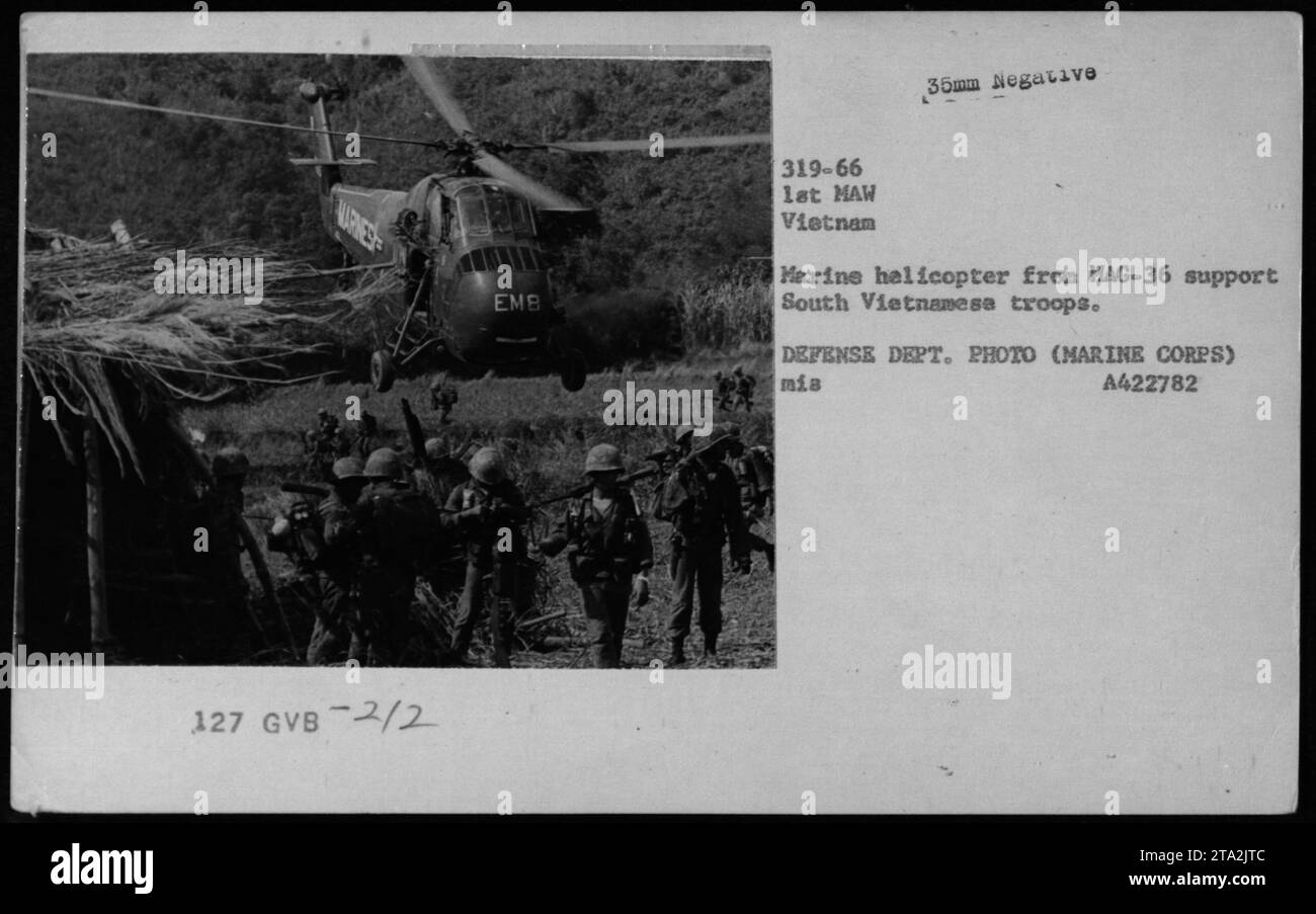 Marine Corps Helicopter From Mag 36 Aids South Vietnamese Troops During