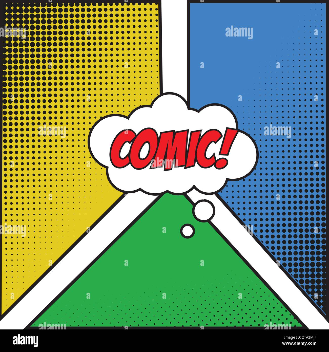 Colored comic book page with halftone effect and bubble chat Vector Stock Vector