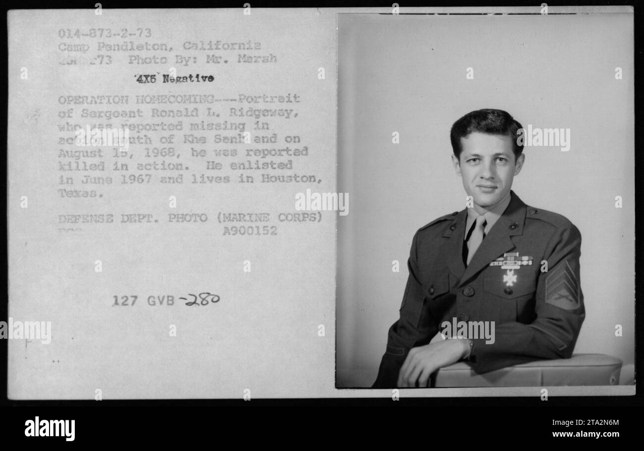 Sgt. Ronald I. Ridgeway, previously missing in action, is photographed ...