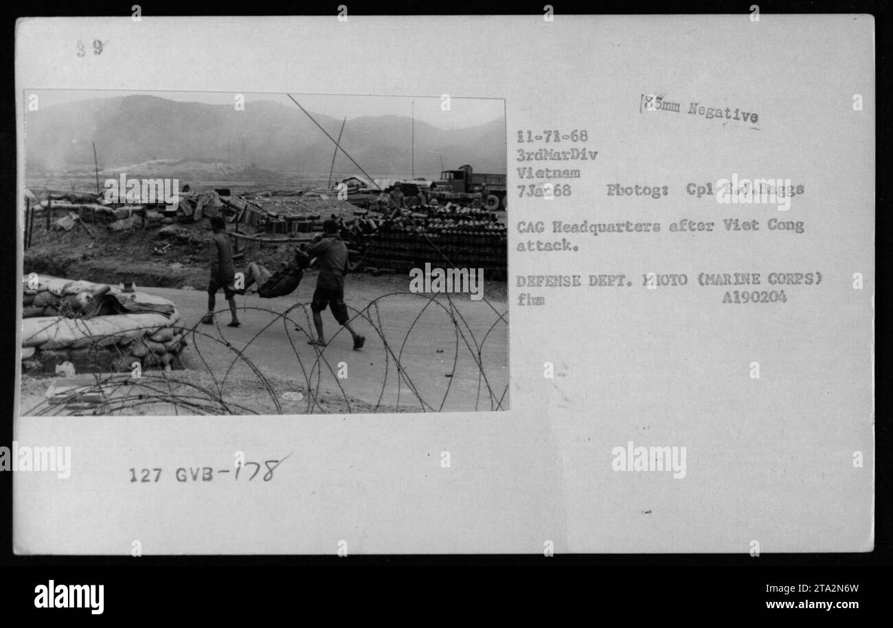 CAG Headquarters in Vietnam after a Viet Cong attack on January 7, 1968