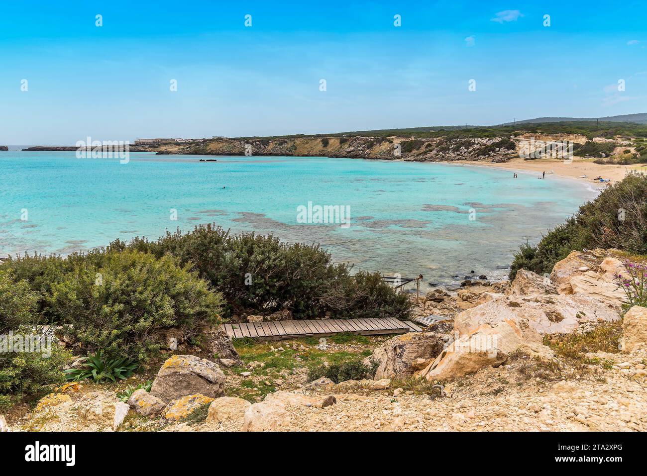 Isolated sandy beach on the Karpass Peninsula, Northern Cyprus Stock Photo