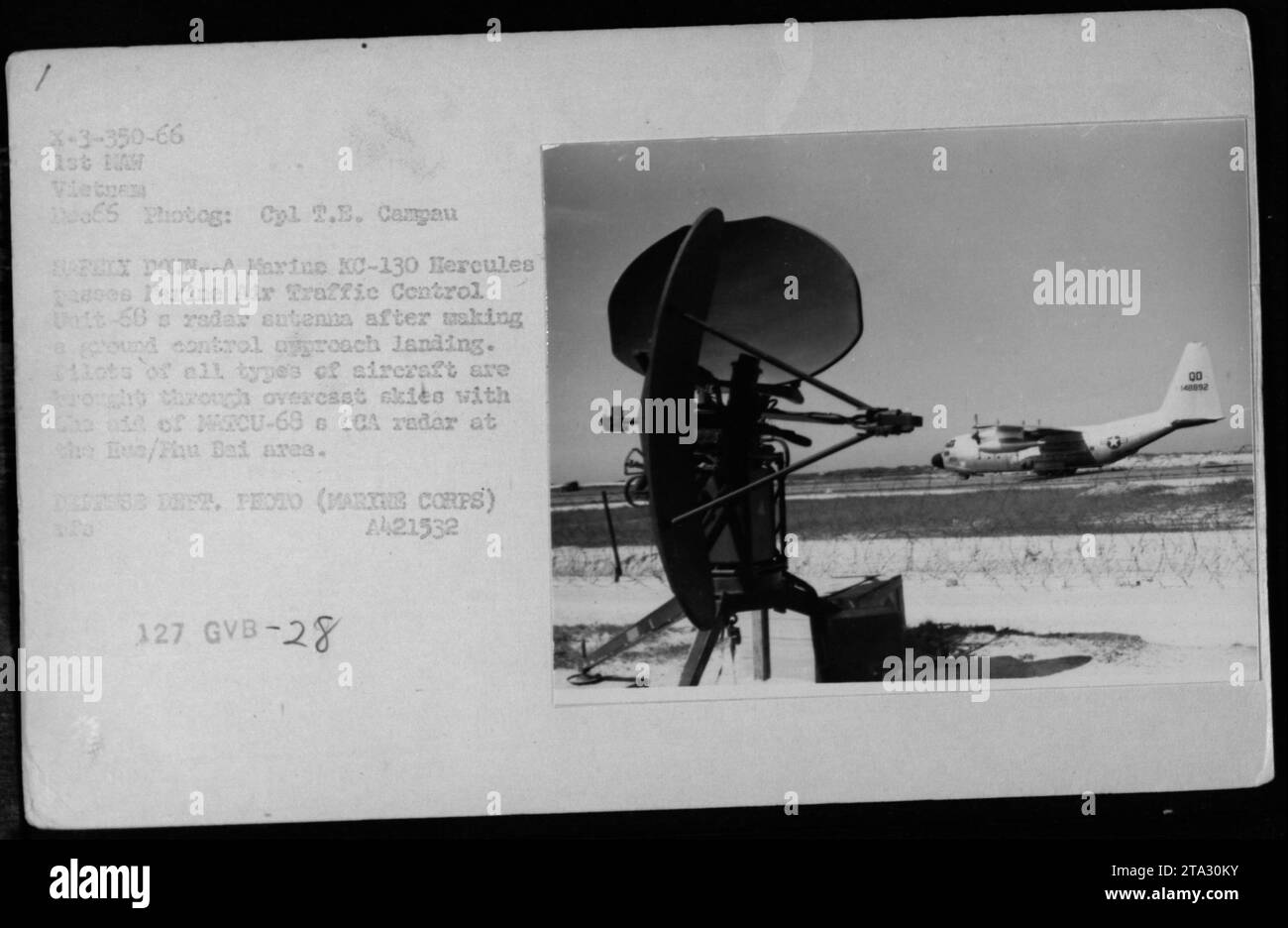 "Marine KC130 Hercules aircraft making a ground control approach